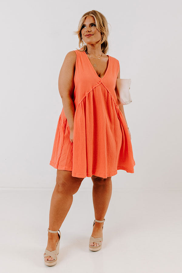 Impressions Sunny Forecast Shift Dress In Coral Curves