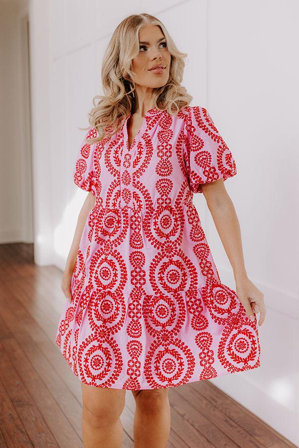 Impressions Sunny Outlook Eyelet Mini Dress In Pink