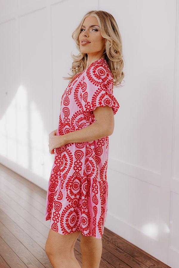 Impressions Sunny Outlook Eyelet Mini Dress In Pink