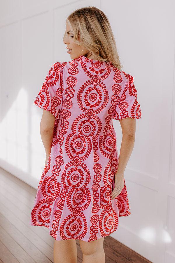 Impressions Sunny Outlook Eyelet Mini Dress In Pink