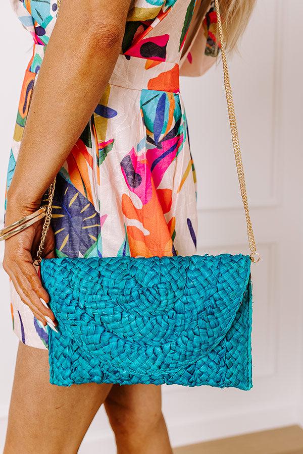 Impressions Sunny Refresh Woven Clutch In Turquoise