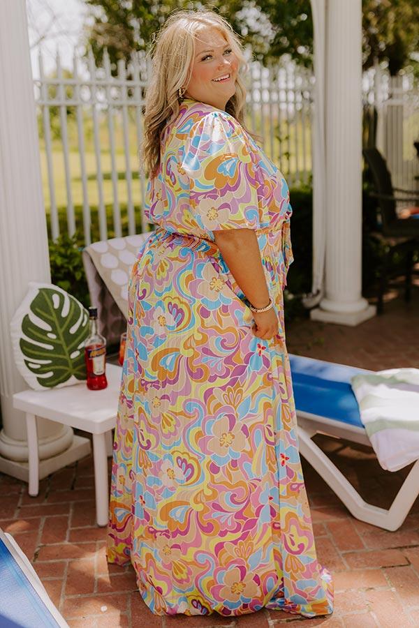 Impressions Sunny Views Satin Floral Wide Leg Jumpsuit Curves