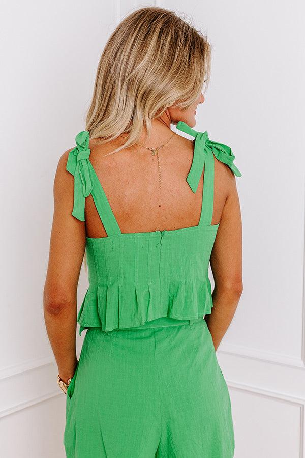 Impressions Sunset Horizon Peplum Top In Kelly Green