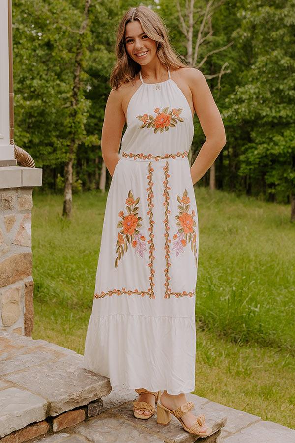 Impressions Sunset Meadow Floral Embroidered Maxi Dress