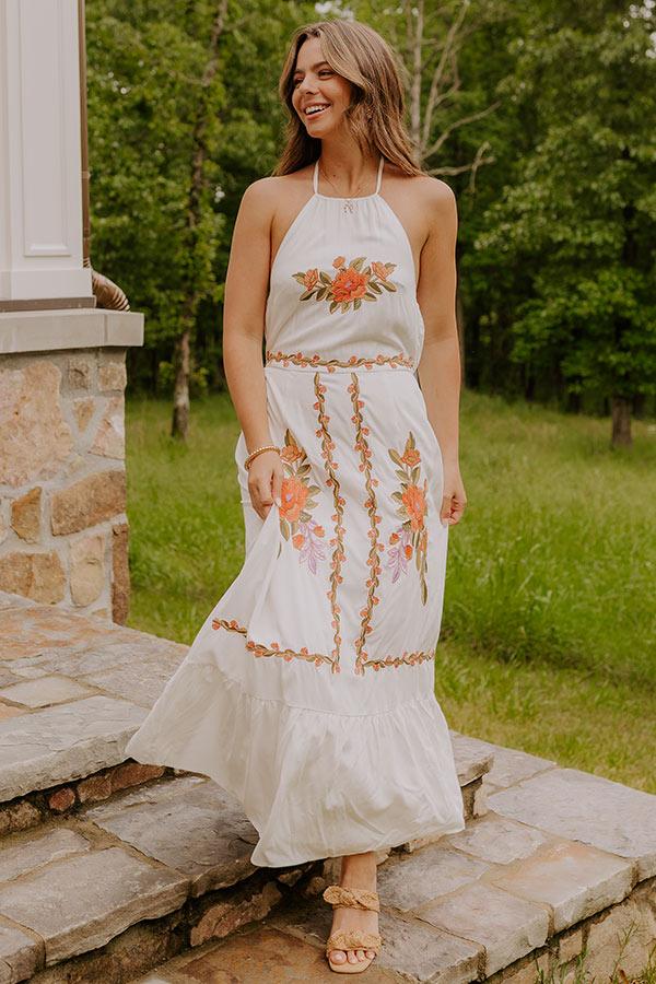 Impressions Sunset Meadow Floral Embroidered Maxi Dress