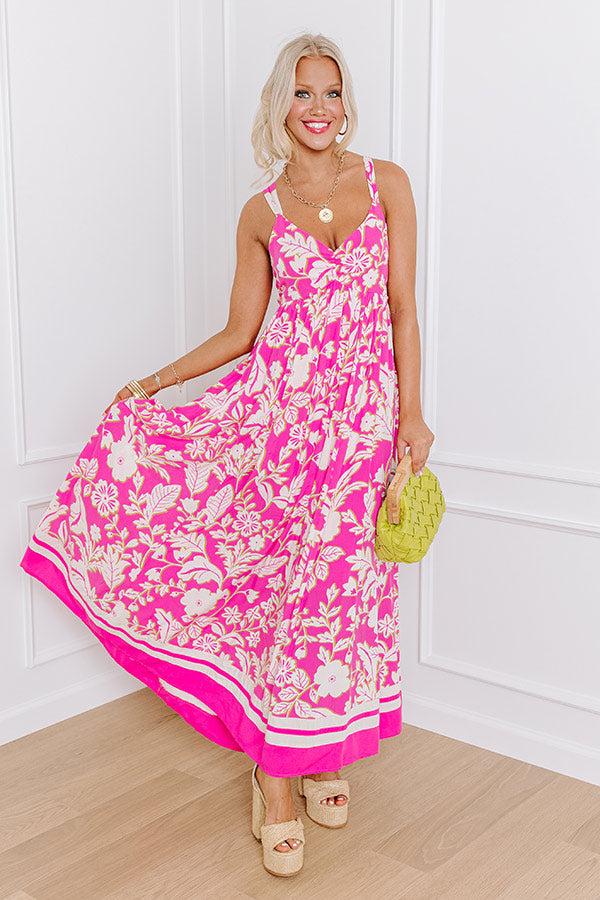 Impressions Sunset Soiree Floral Maxi Dress in Pink