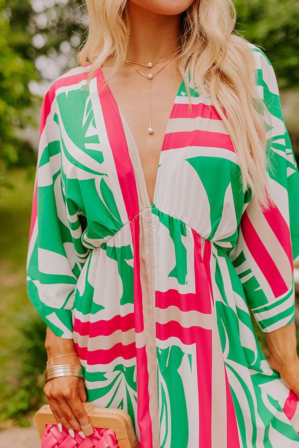 Impressions Sunshine And Sangrias Maxi Dress In Green