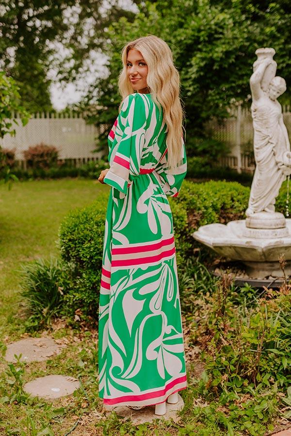 Impressions Sunshine And Sangrias Maxi Dress In Green