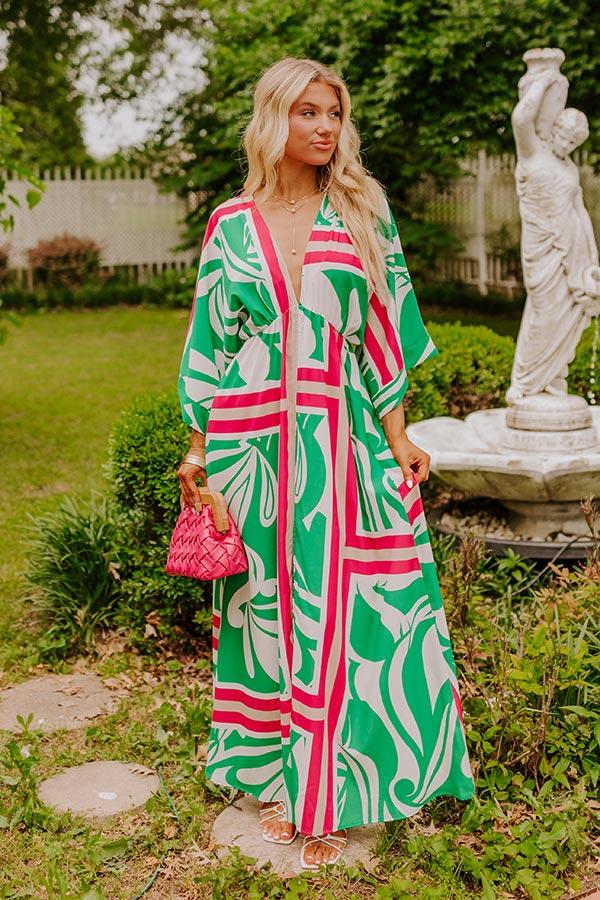 Impressions Sunshine and Sangrias Maxi Dress in Green
