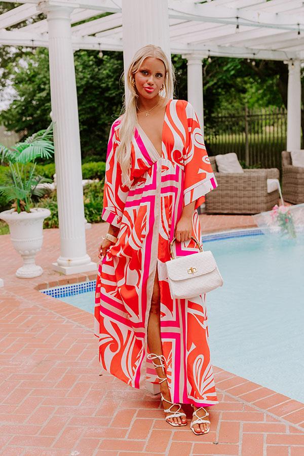 Impressions Sunshine and Sangrias Maxi Dress in Tangerine