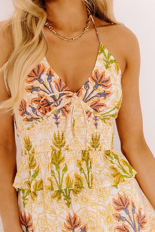 Impressions Sunshine And Sorbet Floral Smocked Tank