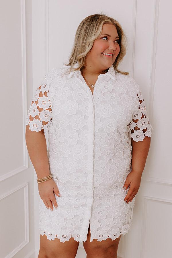 Impressions Sunshine Sunday Crochet Mini Dress In White Curves