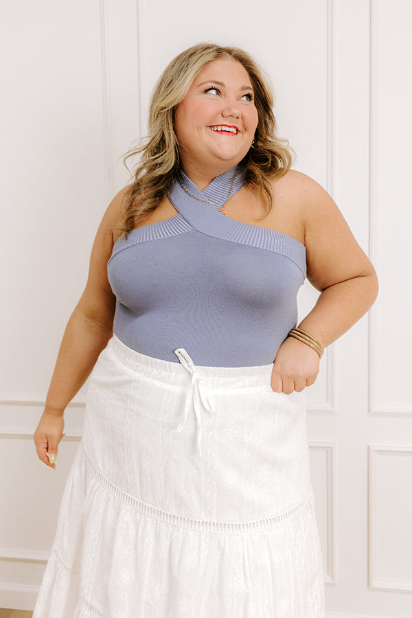 Impressions Sweet And Casual Bodysuit In Dark Airy Blue Curves