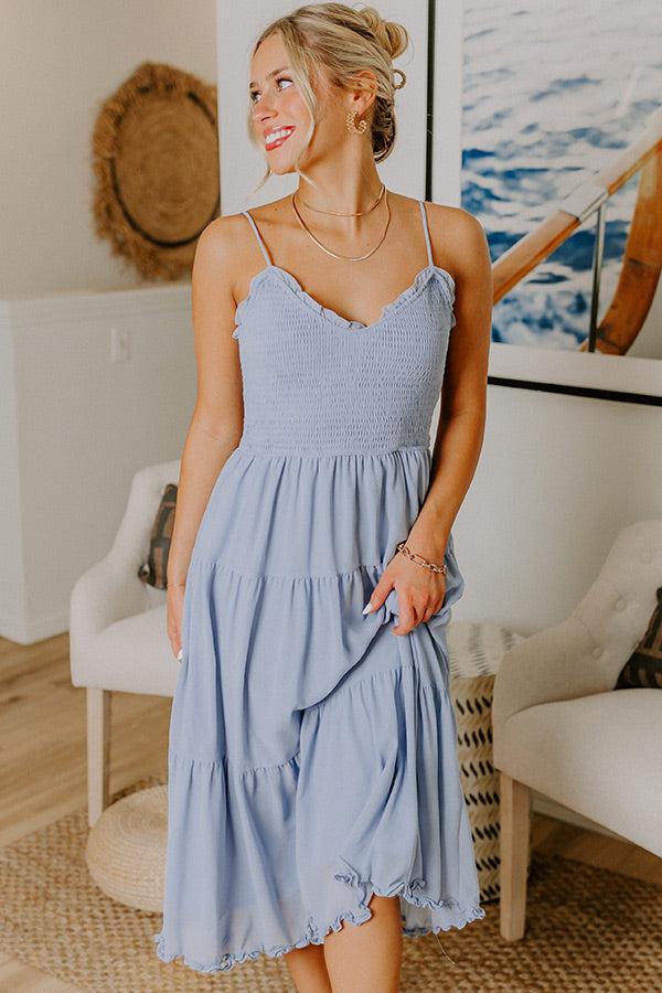 Impressions Sweet And Gentle Chiffon Midi Dress In Airy Blue