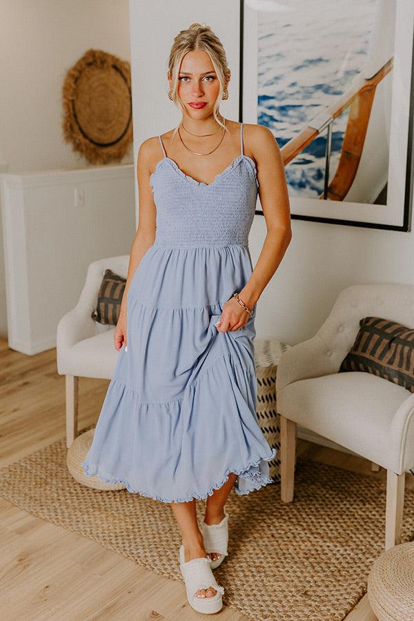 Impressions Sweet And Gentle Chiffon Midi Dress In Airy Blue