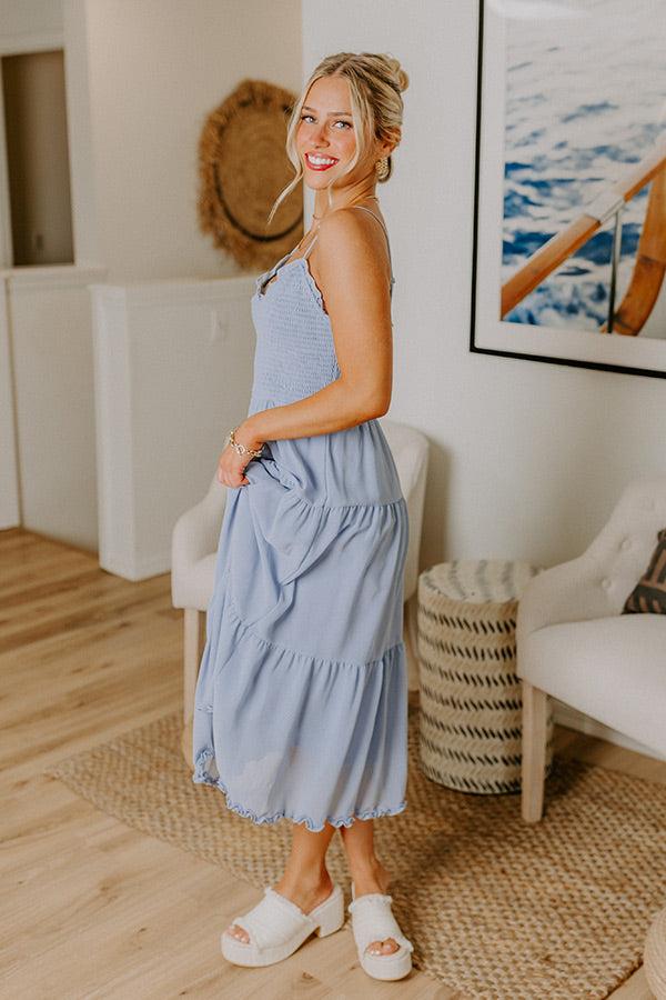 Impressions Sweet And Gentle Chiffon Midi Dress In Airy Blue