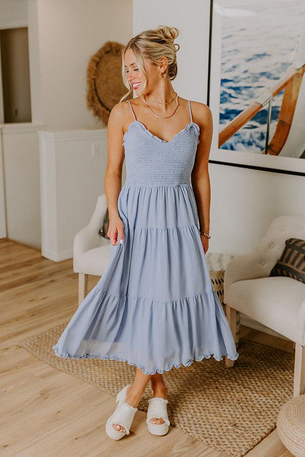 Impressions Sweet And Gentle Chiffon Midi Dress in Airy Blue