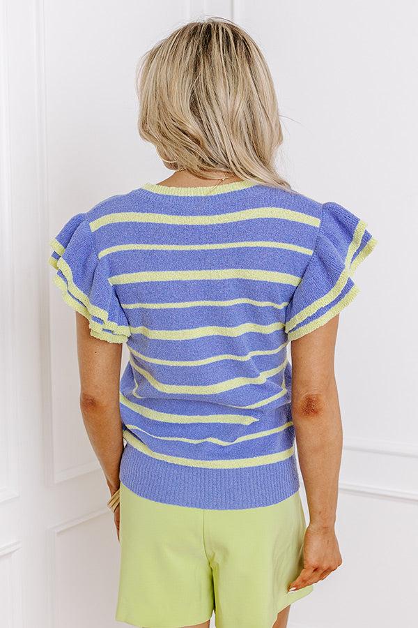 Impressions Sweet Charmer Knit Stripe Top In Periwinkle
