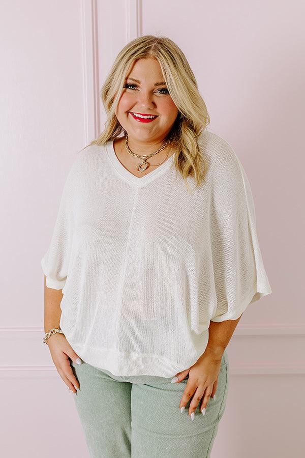 Impressions Sweet Daybreak Knit Shift Top In Ivory Curves