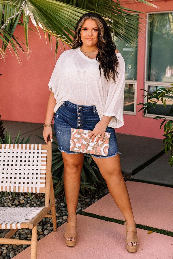 Impressions Sweet Daybreak Knit Shift Top In Ivory Curves