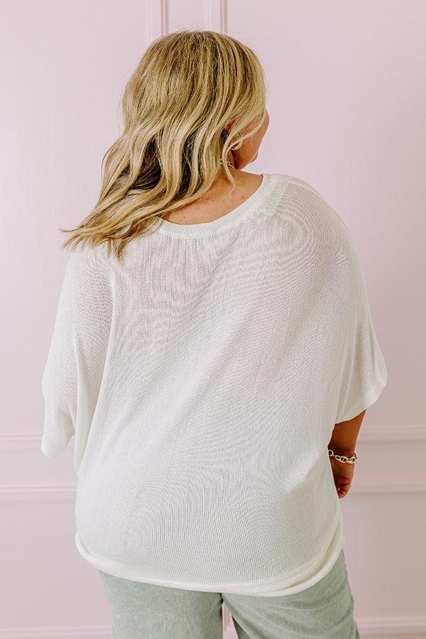 Impressions Sweet Daybreak Knit Shift Top In Ivory Curves