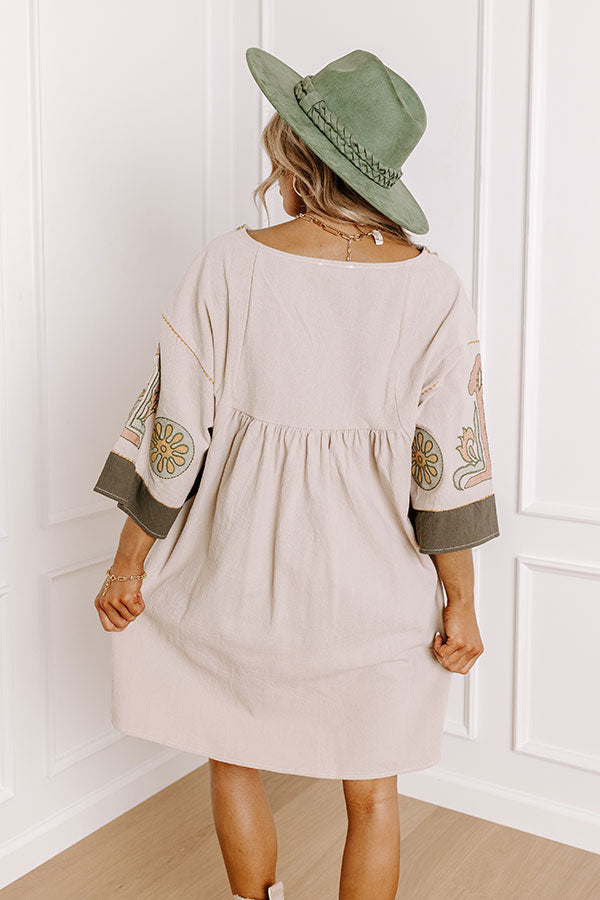 Impressions Sweet Duet Embroidered Babydoll Dress In Birch