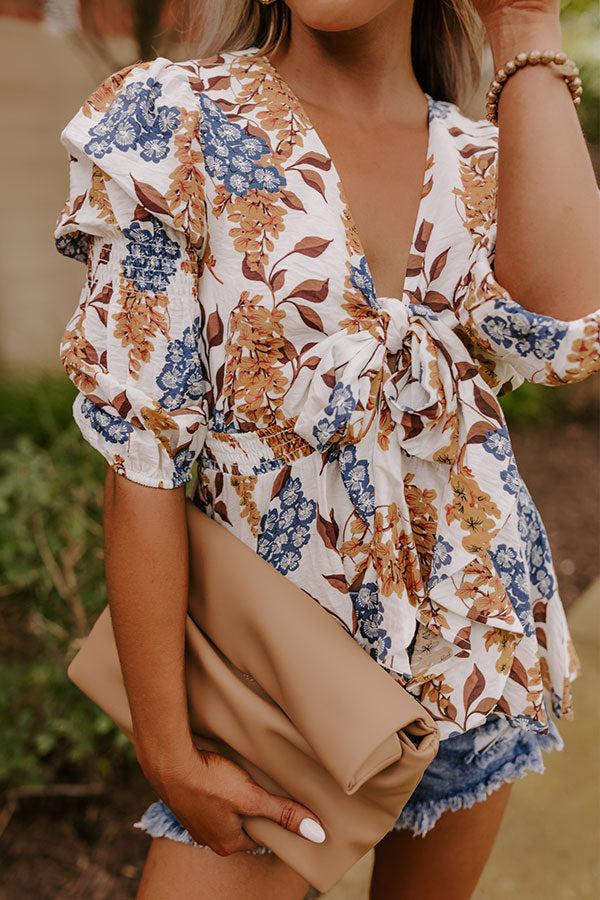 Impressions Sweet Georgia Peach Front Tie Top In Ivory