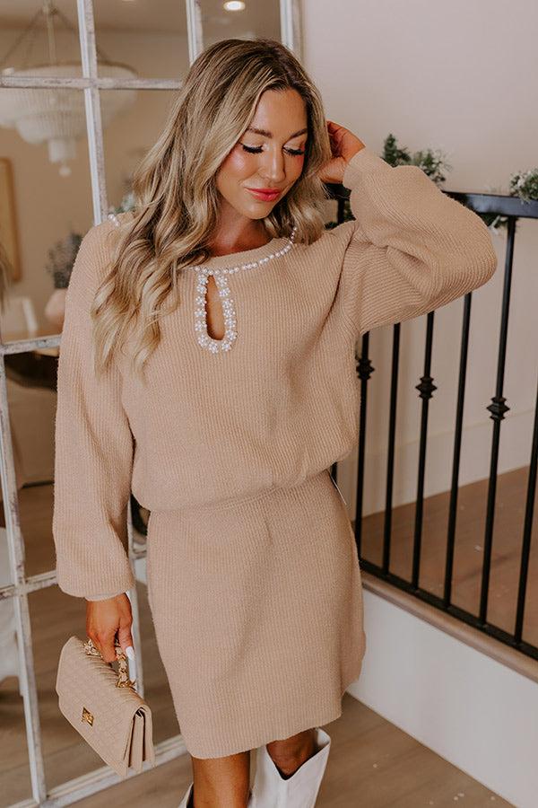 Impressions Sweet Glance Pearl Embellished Sweater Dress