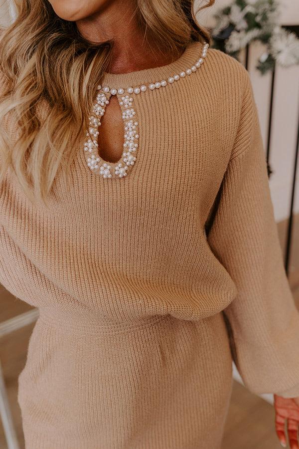 Impressions Sweet Glance Pearl Embellished Sweater Dress