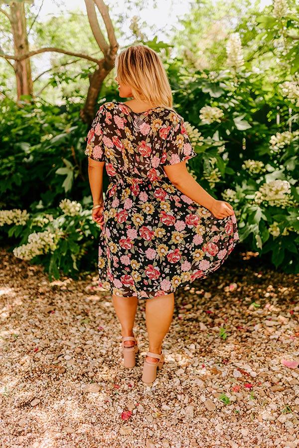 Impressions Sweet Like Honey Floral Mini Dress In Black Curves
