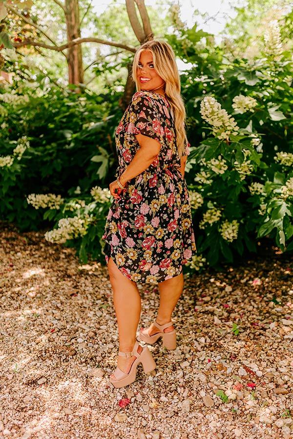 Impressions Sweet Like Honey Floral Mini Dress In Black Curves