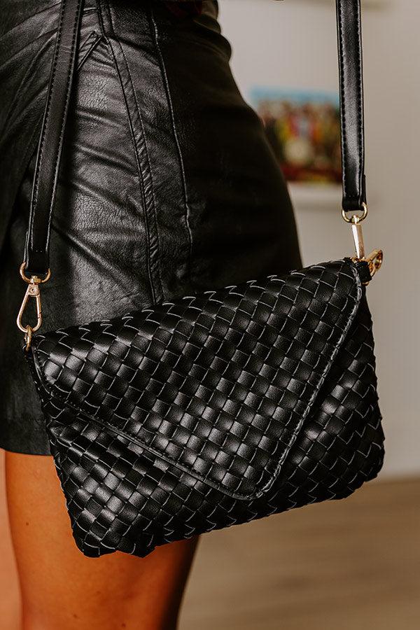 Impressions Sweet Melody Woven Faux Leather Clutch In Black