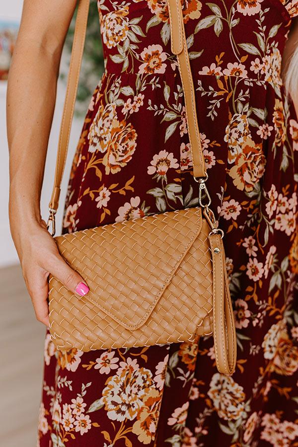 Impressions Sweet Melody Woven Faux Leather Clutch in Brown