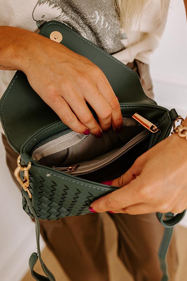 Impressions Sweet Melody Woven Faux Leather Clutch In Forest