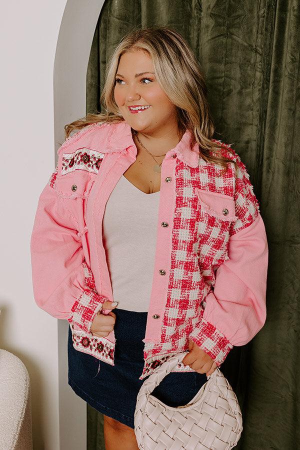 Impressions Sweet Perspective Color Block Tweed Jacket Curves