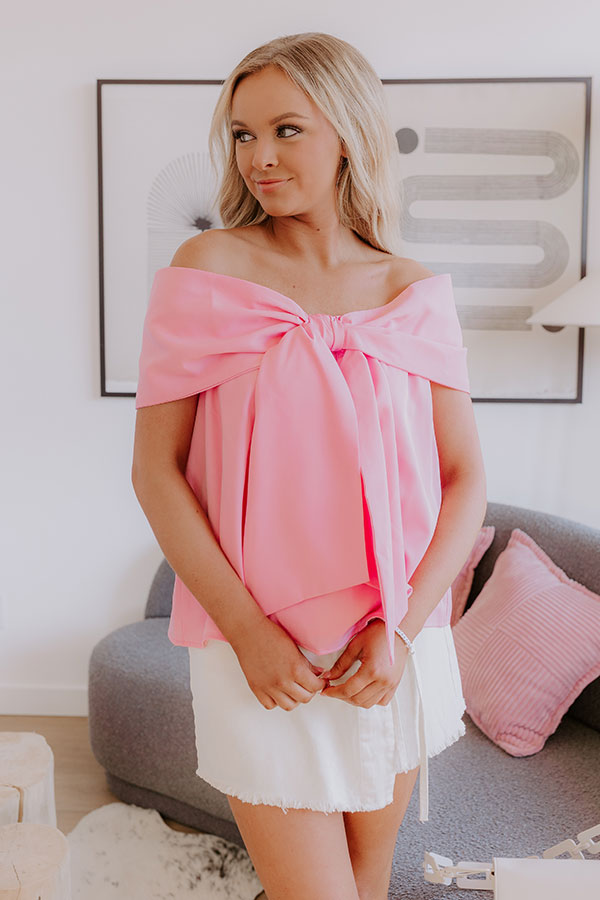 Impressions Sweet Statement Off Shoulder Top In Pink
