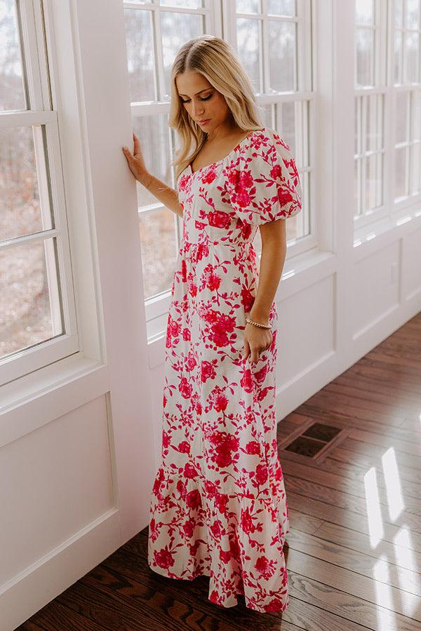 Impressions Sweet Surprise Floral Maxi Dress In Hot Pink