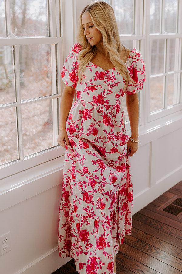 Impressions Sweet Surprise Floral Maxi Dress In Hot Pink