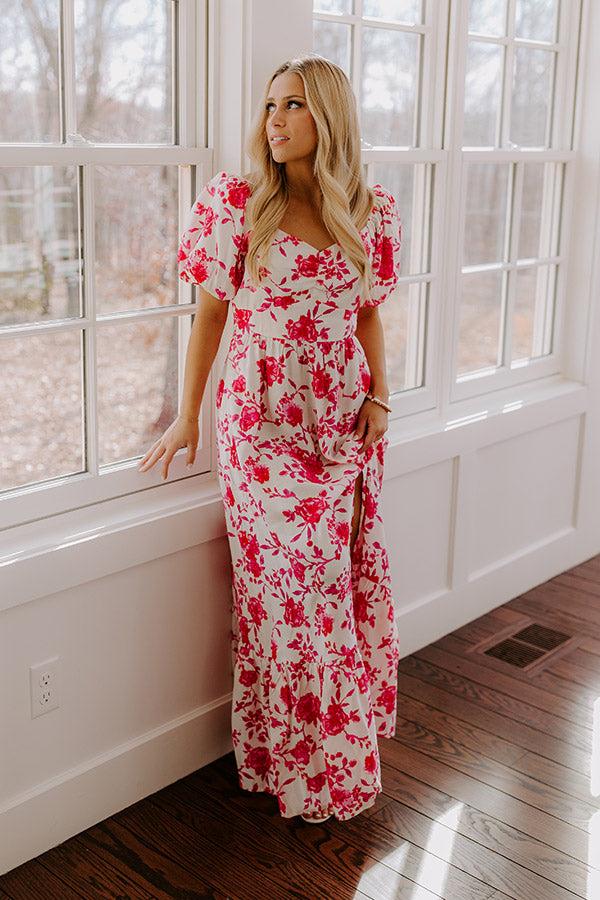 Impressions Sweet Surprise Floral Maxi Dress In Hot Pink
