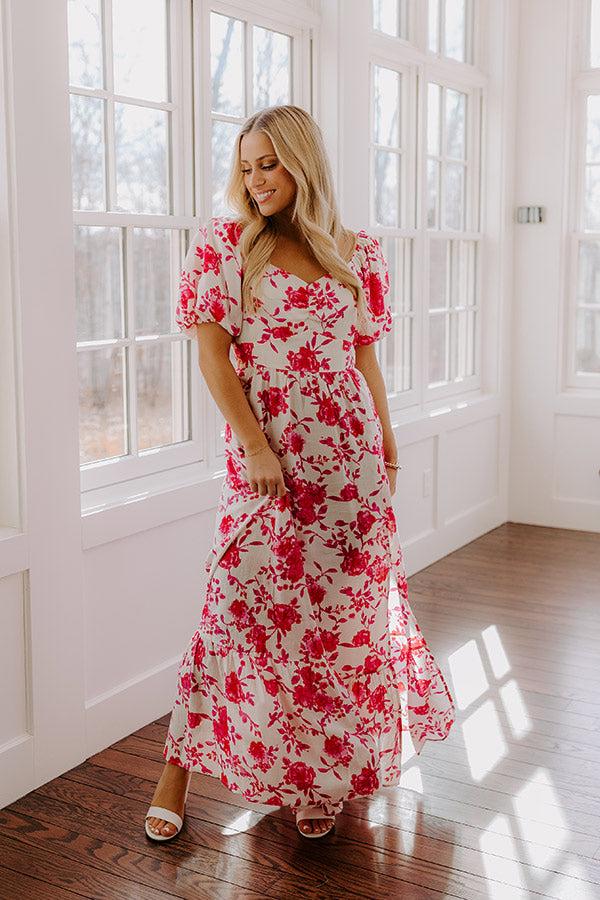 Impressions Sweet Surprise Floral Maxi Dress in Hot Pink