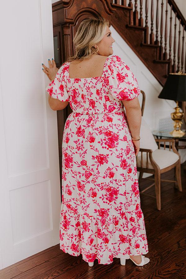 Impressions Sweet Surprise Floral Maxi Dress In Hot Pink Curves