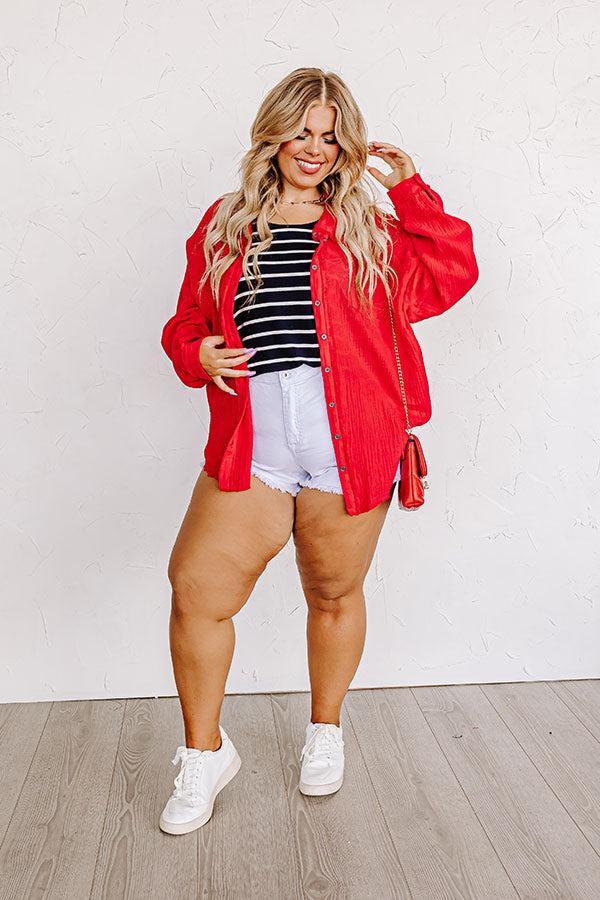 Impressions Sweeter In Stripes Shift Tank In Navy Curves