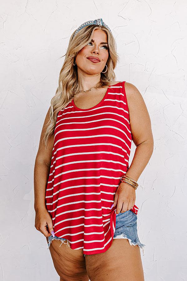 Impressions Sweeter In Stripes Shift Tank In Red Curves