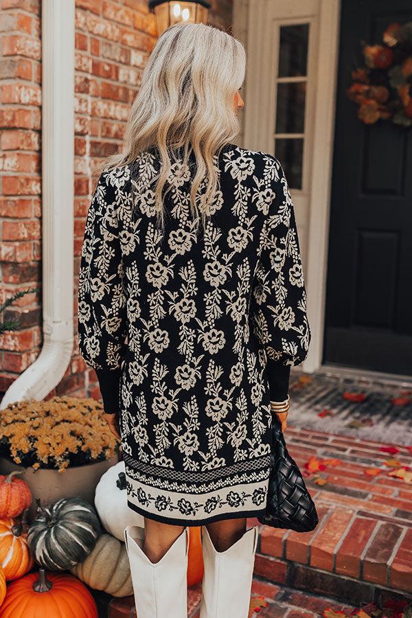 Impressions Sweetest Smile Floral Sweater Dress In Black