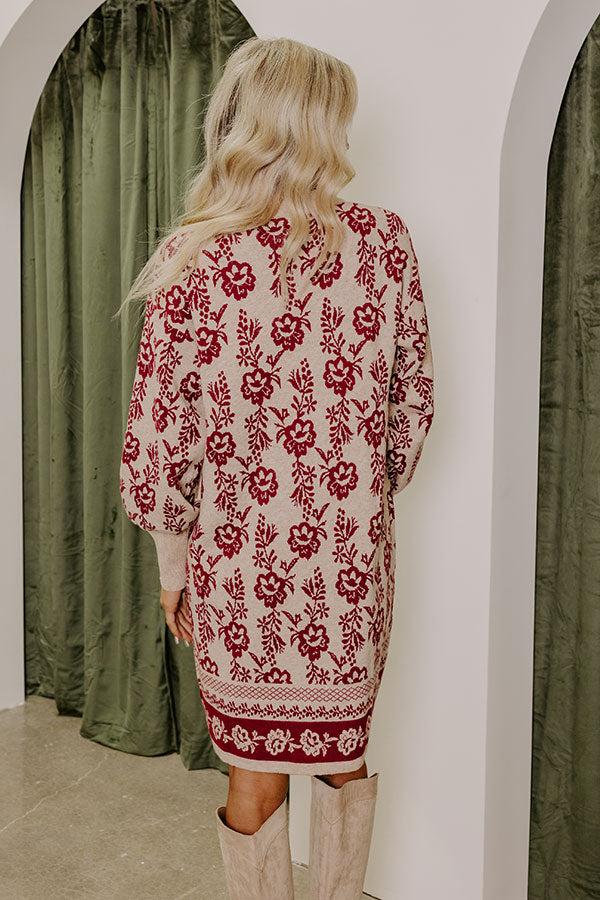 Impressions Sweetest Smile Floral Sweater Dress In Iced Latte