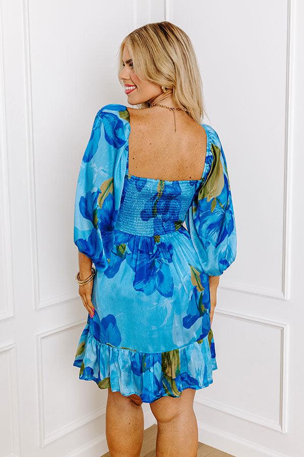 Impressions Sweethearts Floral Mini Dress In Blue Curves