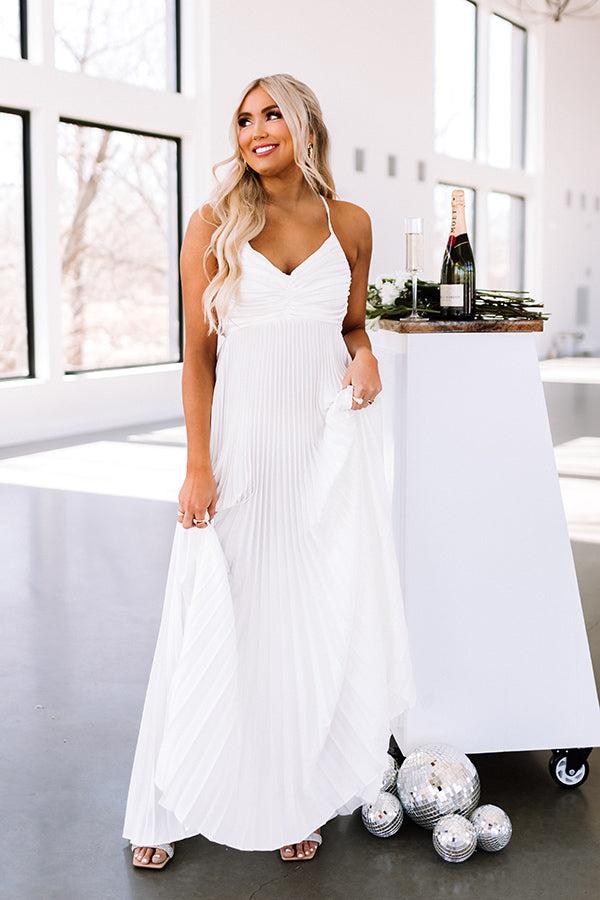 Impressions Take My Breath Away Satin Pleated Maxi In Ivory