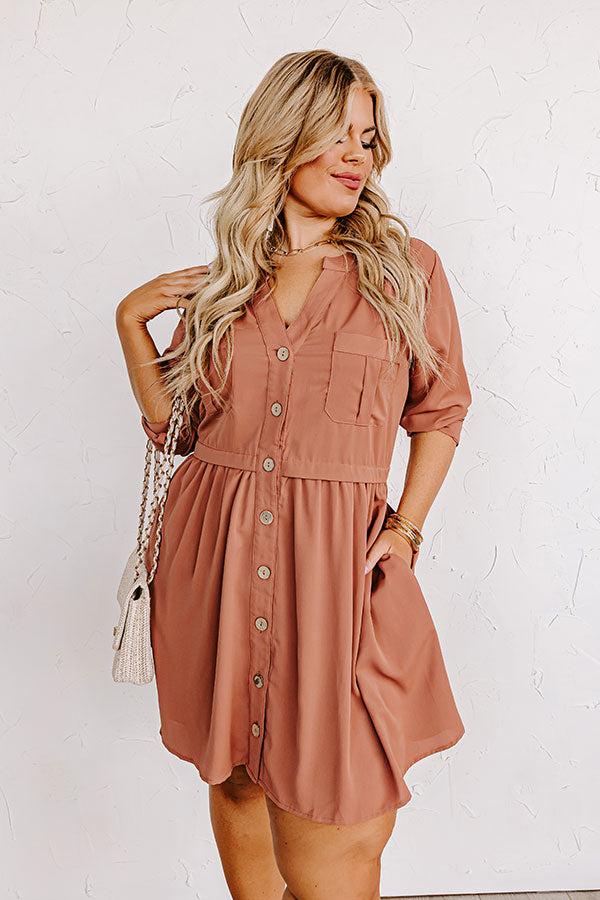 Impressions Talk Of The Town Shift Dress In Rustic Rose Curves