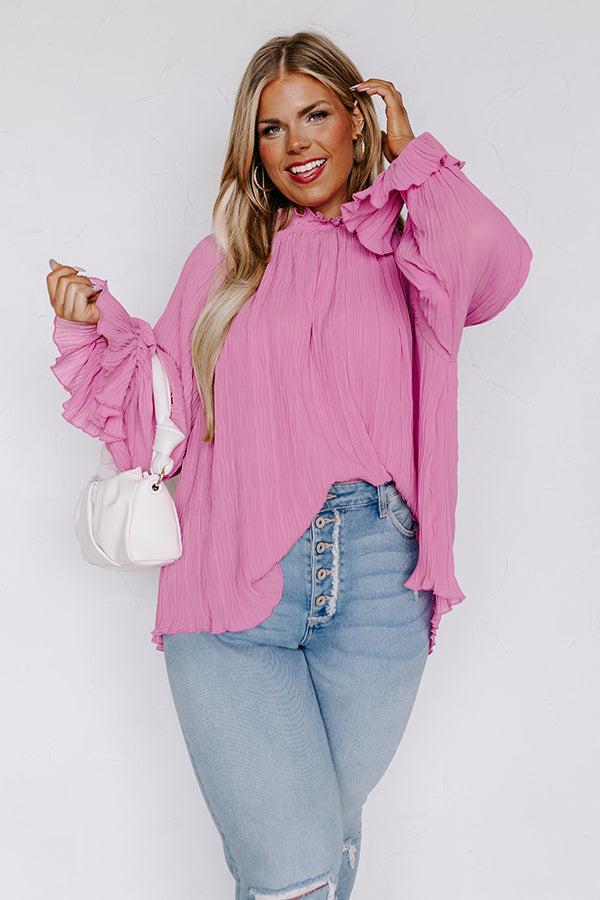Impressions Tea Party Vibes Pleated Top in Blush Curves