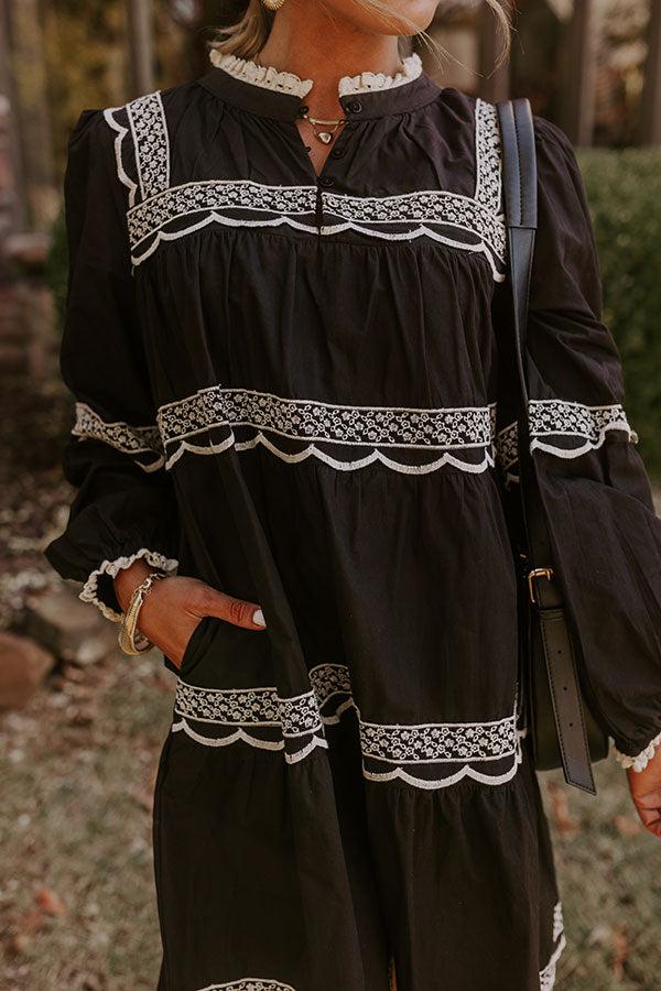 Impressions Thankful Moment Embroidered Mini Dress In Black